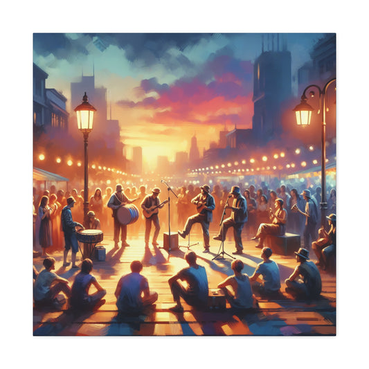 "Buskers' Vibrant Street Showcase" - Canvas