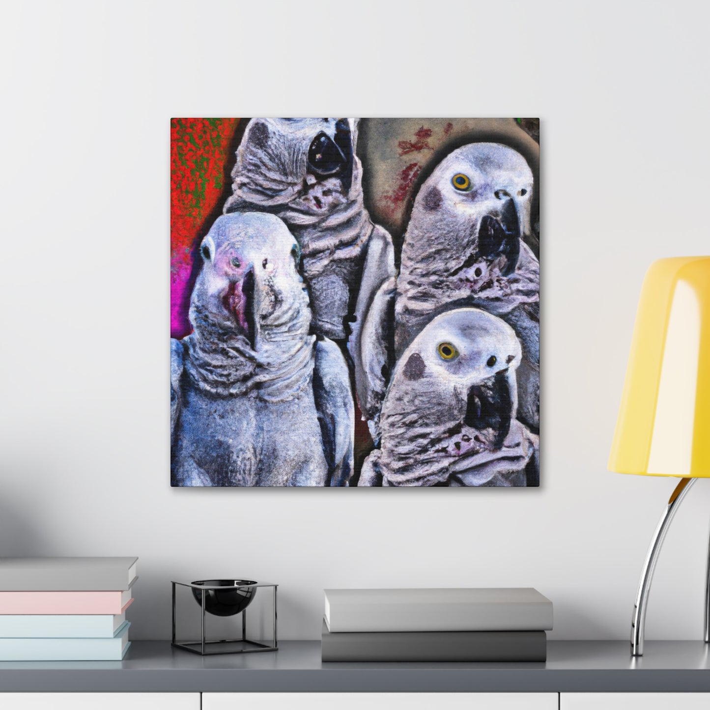 African Greys Sunset - Canvas