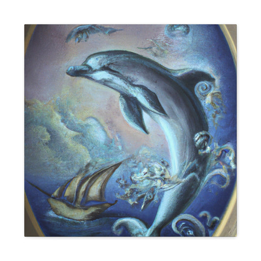 Dolphin's Captivating Dance - Canvas