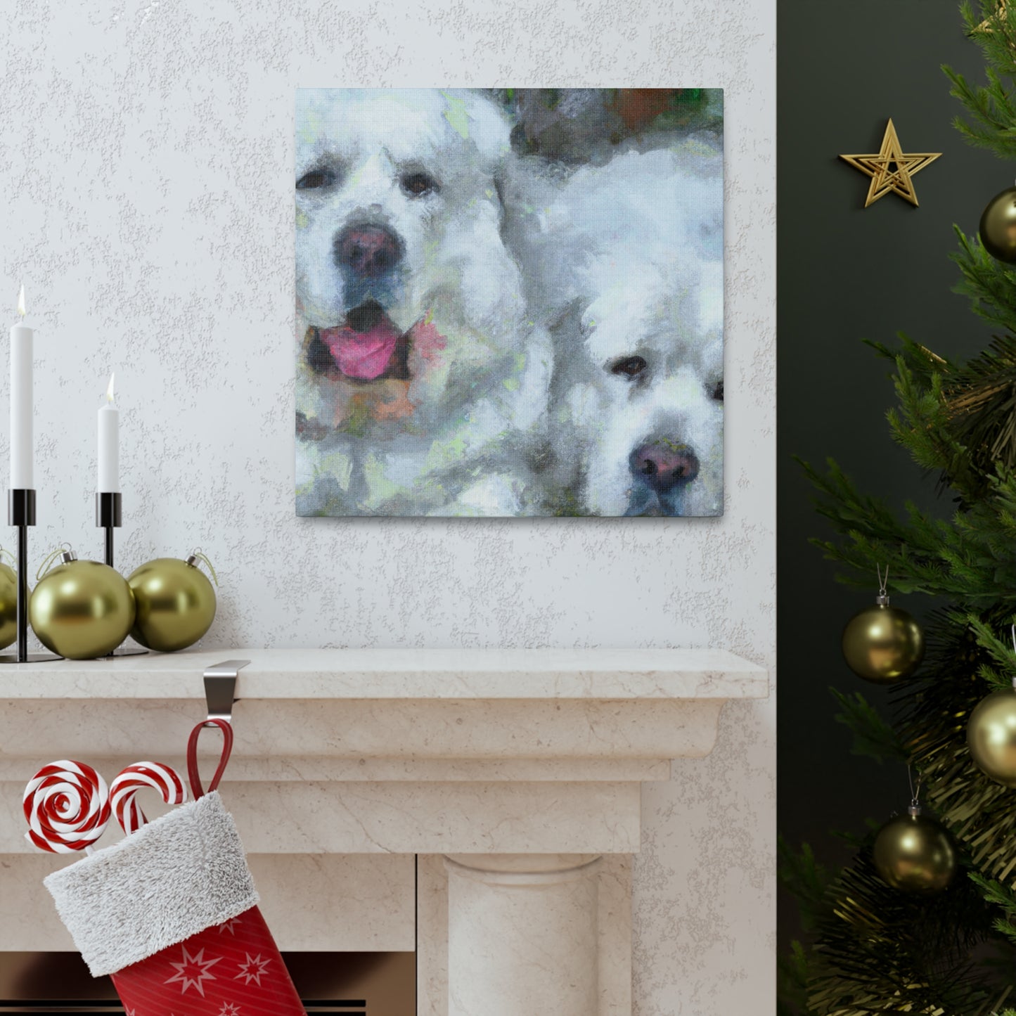 "Great Pyrenees Impressionism" - Canvas