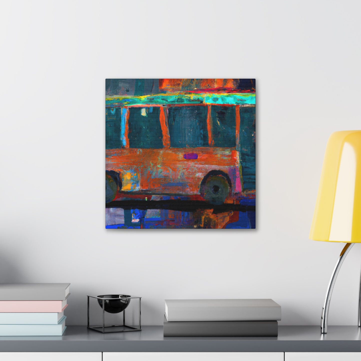 Bus in Blurple Colors - Canvas