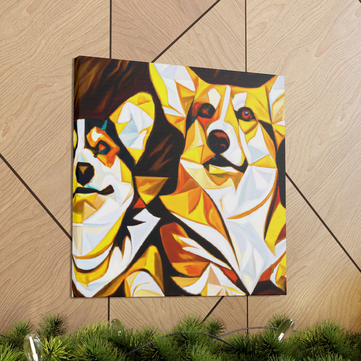 "Corgis in Art Deco" - Canvas