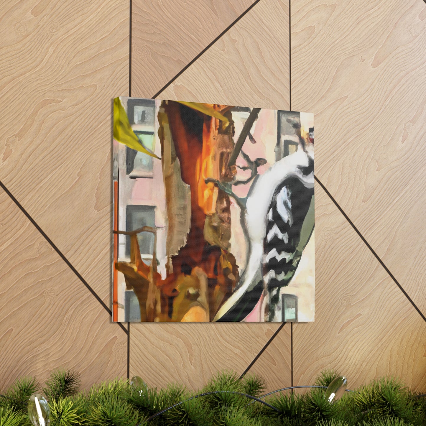 "Downy Woodpecker Dreaming" - Canvas