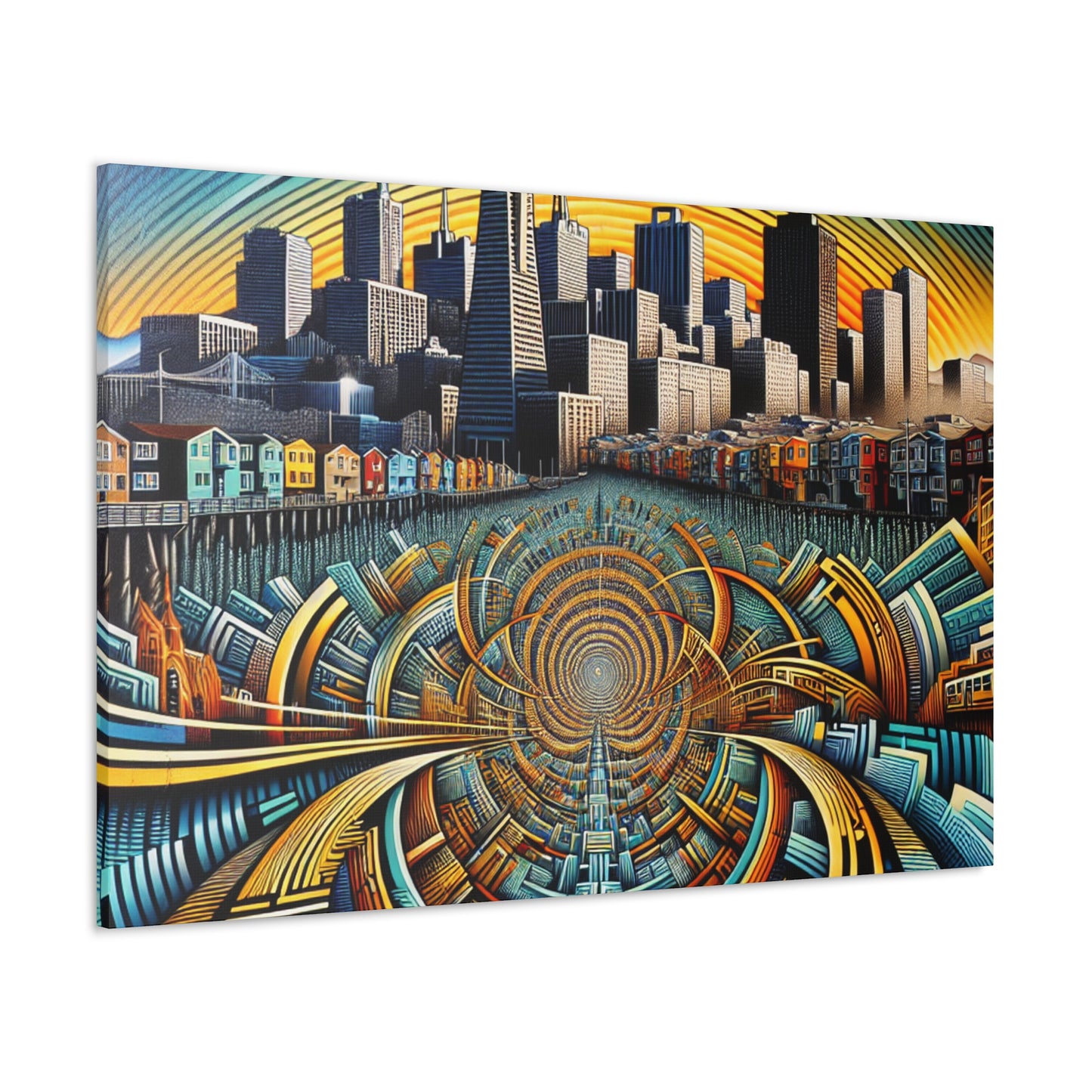 Golden City Silhouette - Canvas