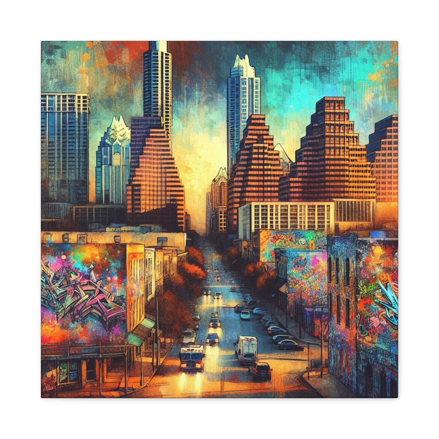 "Vibrant Vintage Austin Vibe" - Canvas