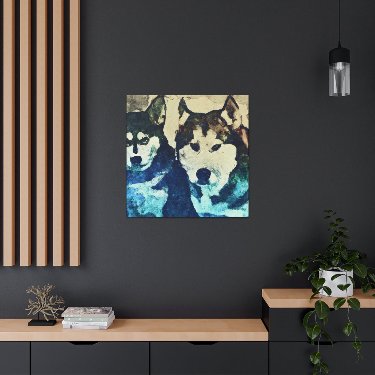 "Huskies in Distant Hues" - Canvas