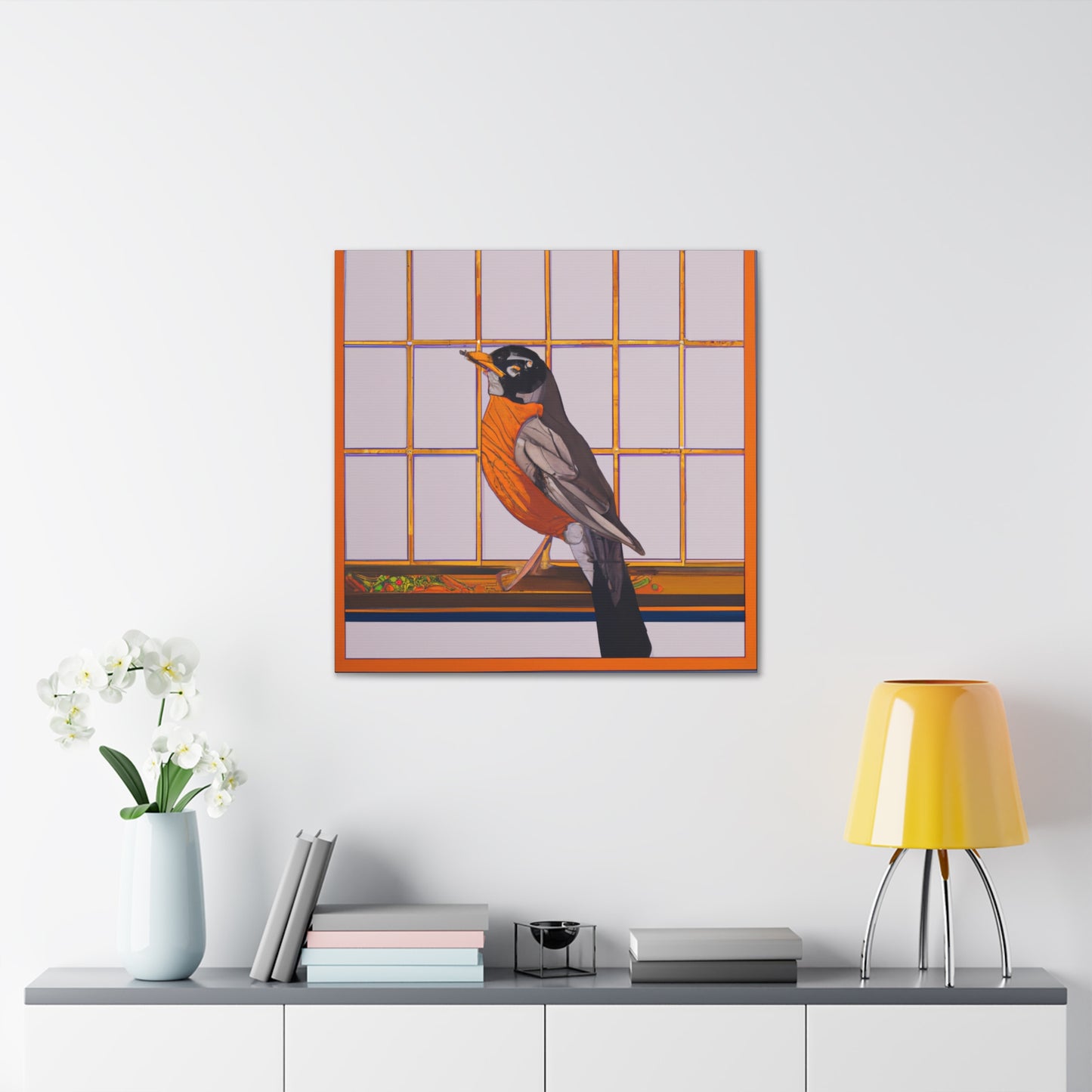 "Robins Singing Deco" - Canvas