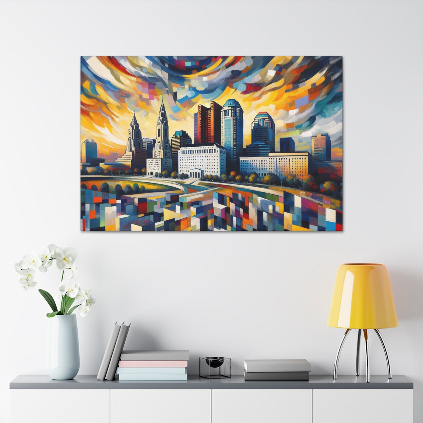 "Dynamic Dreamscape: Columbus Chronicles" - Canvas