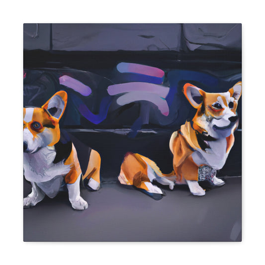 Corgis in Motion. - Canvas