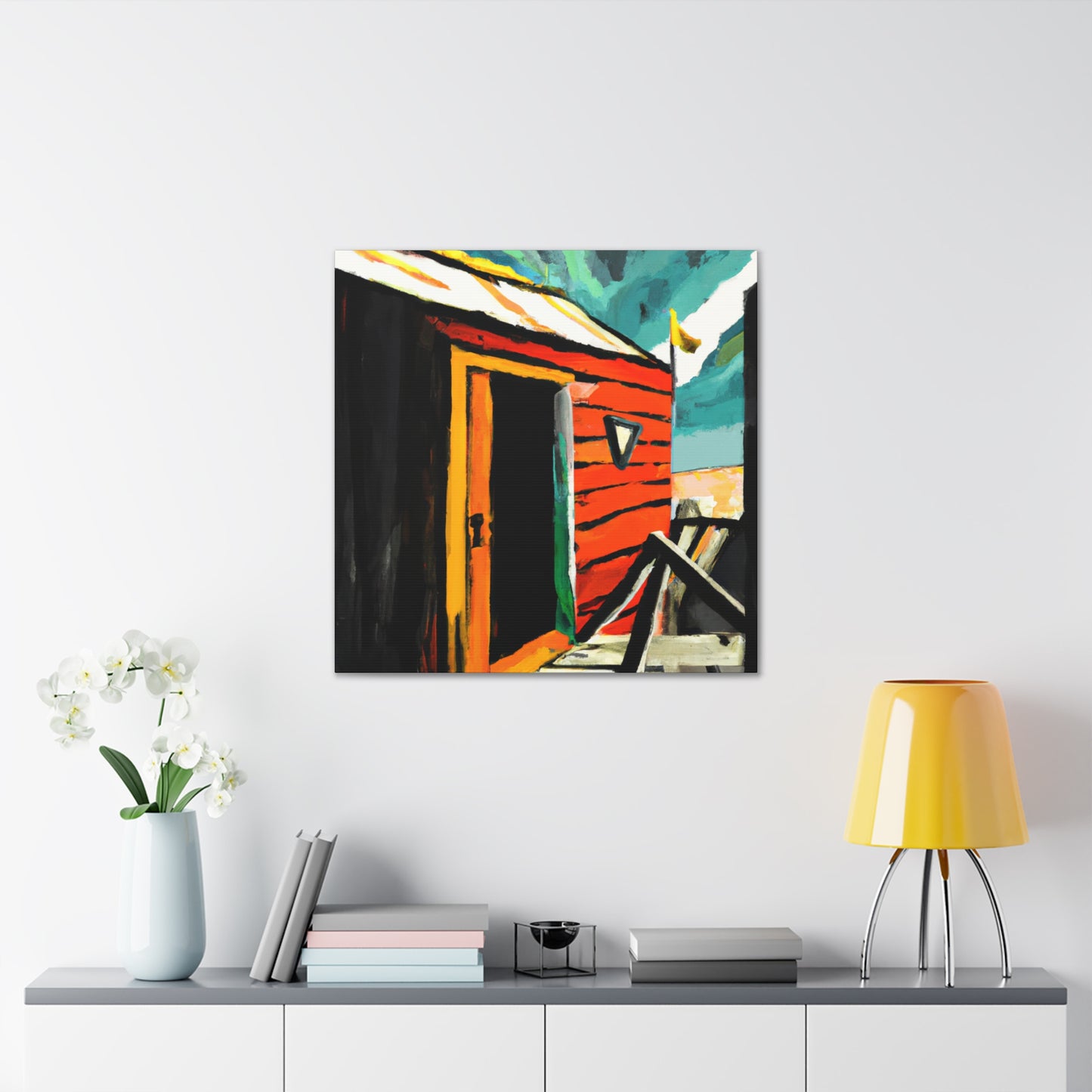 "Beach Hut Abstraction" - Canvas