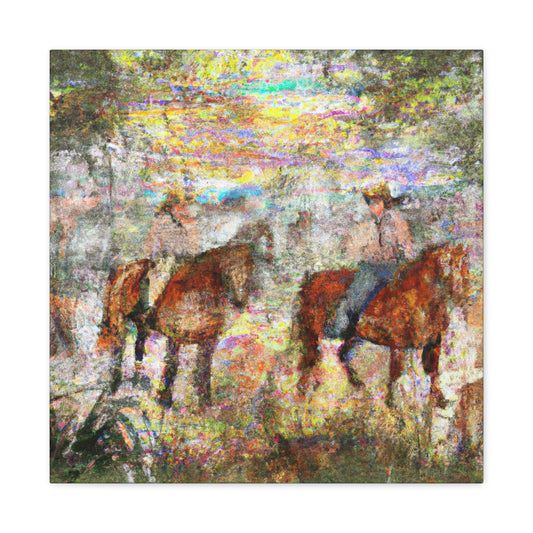 "Fog and Frolicing Horses" - Canvas