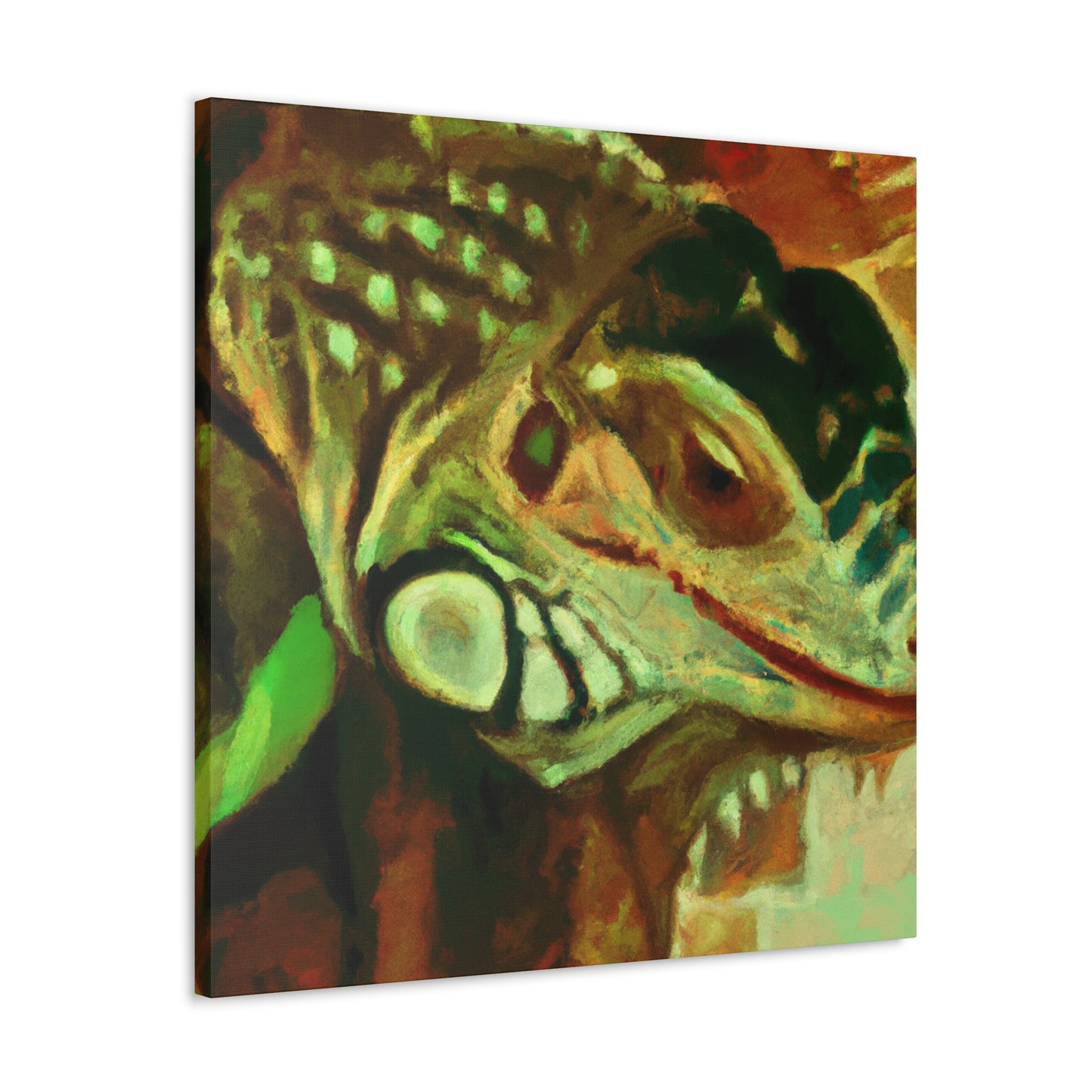 "Green Iguana Solitude" - Canvas