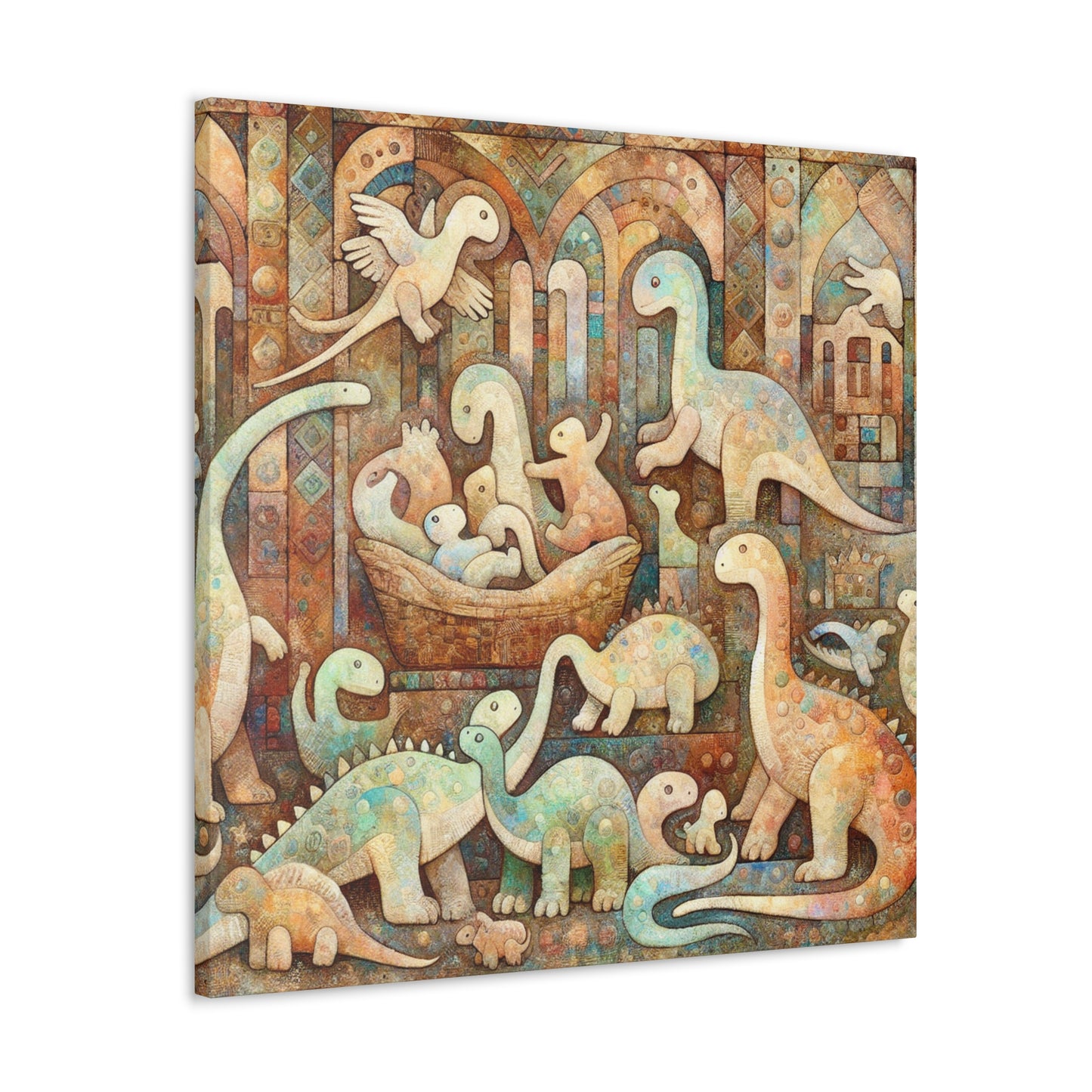 Whimsical Prehistoric Serenity - Canvas