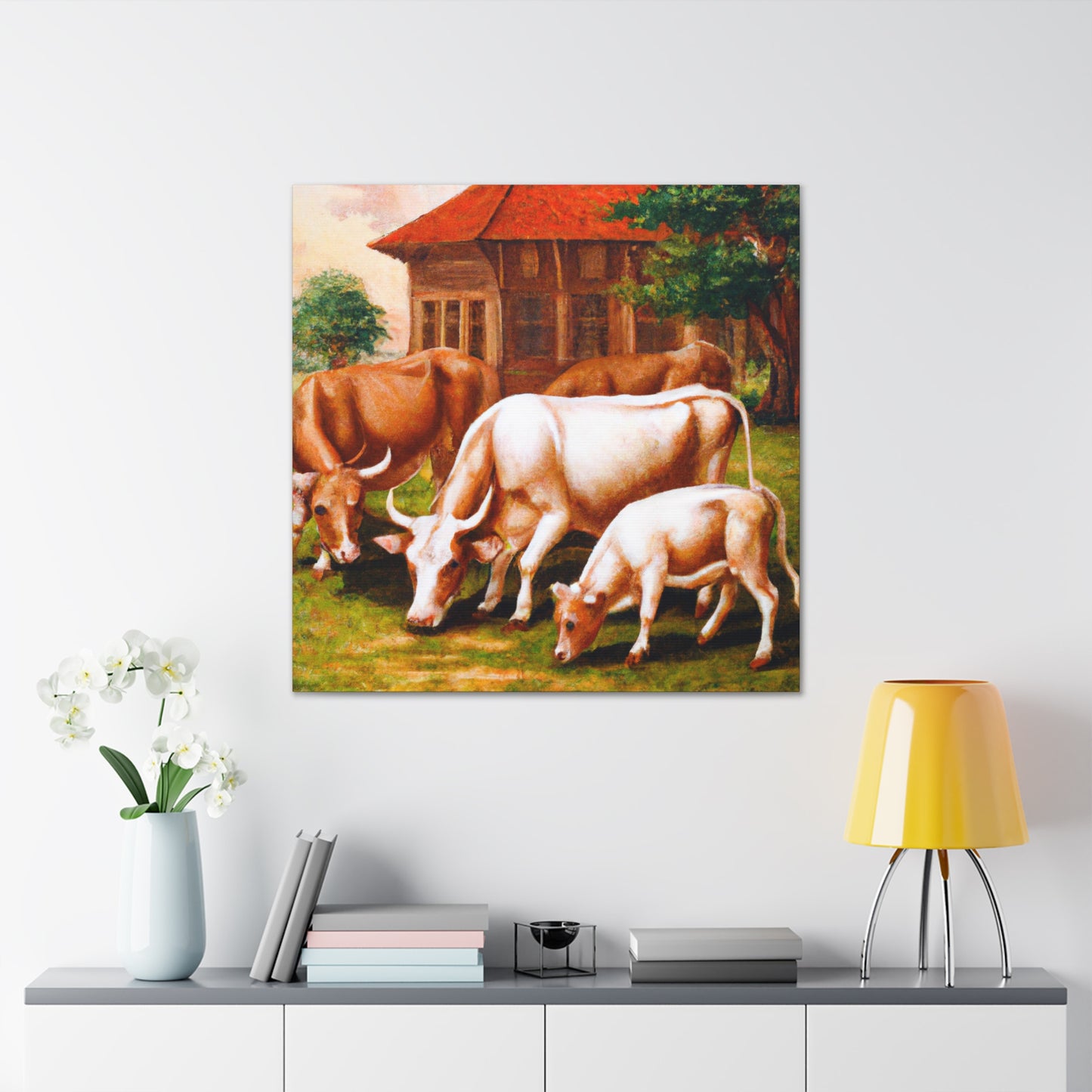 Cows in a Meadow - Canvas