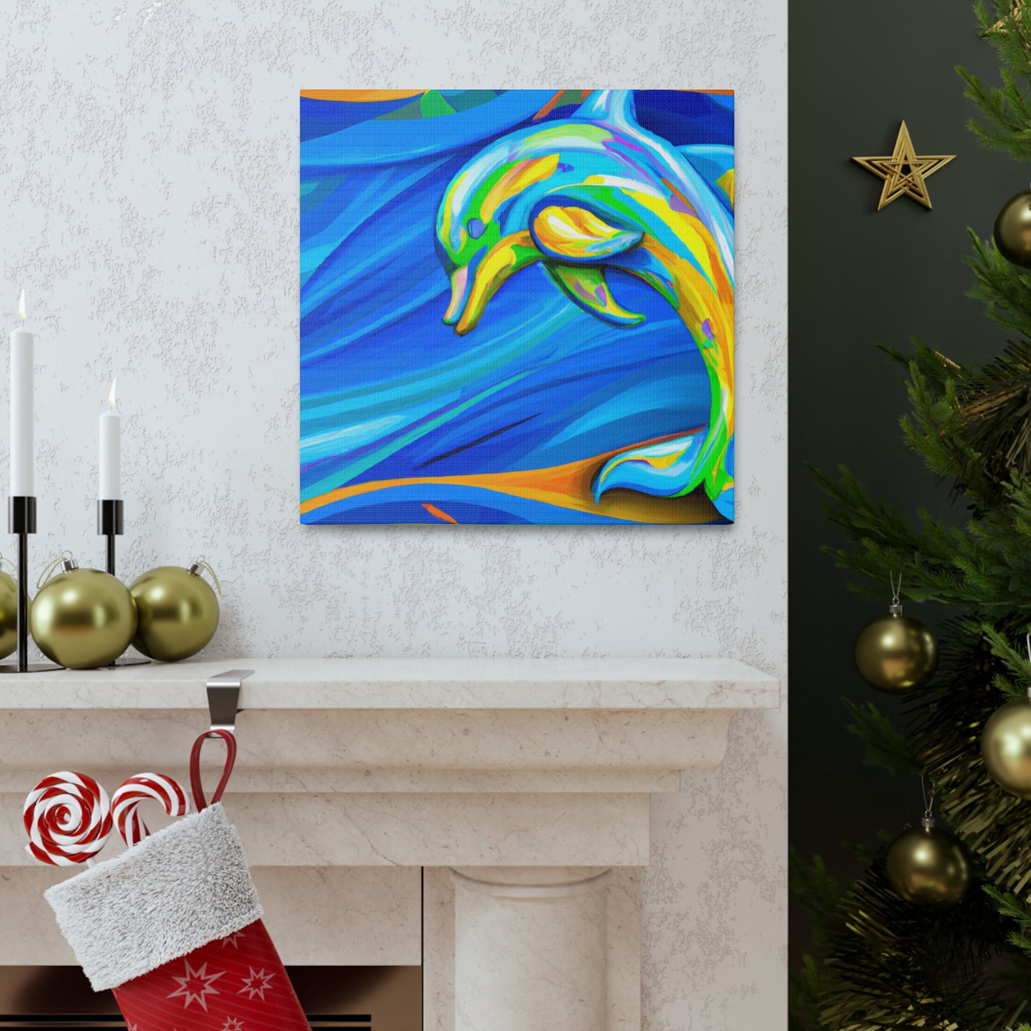 "Dolphin in Fauvist Hues" - Canvas