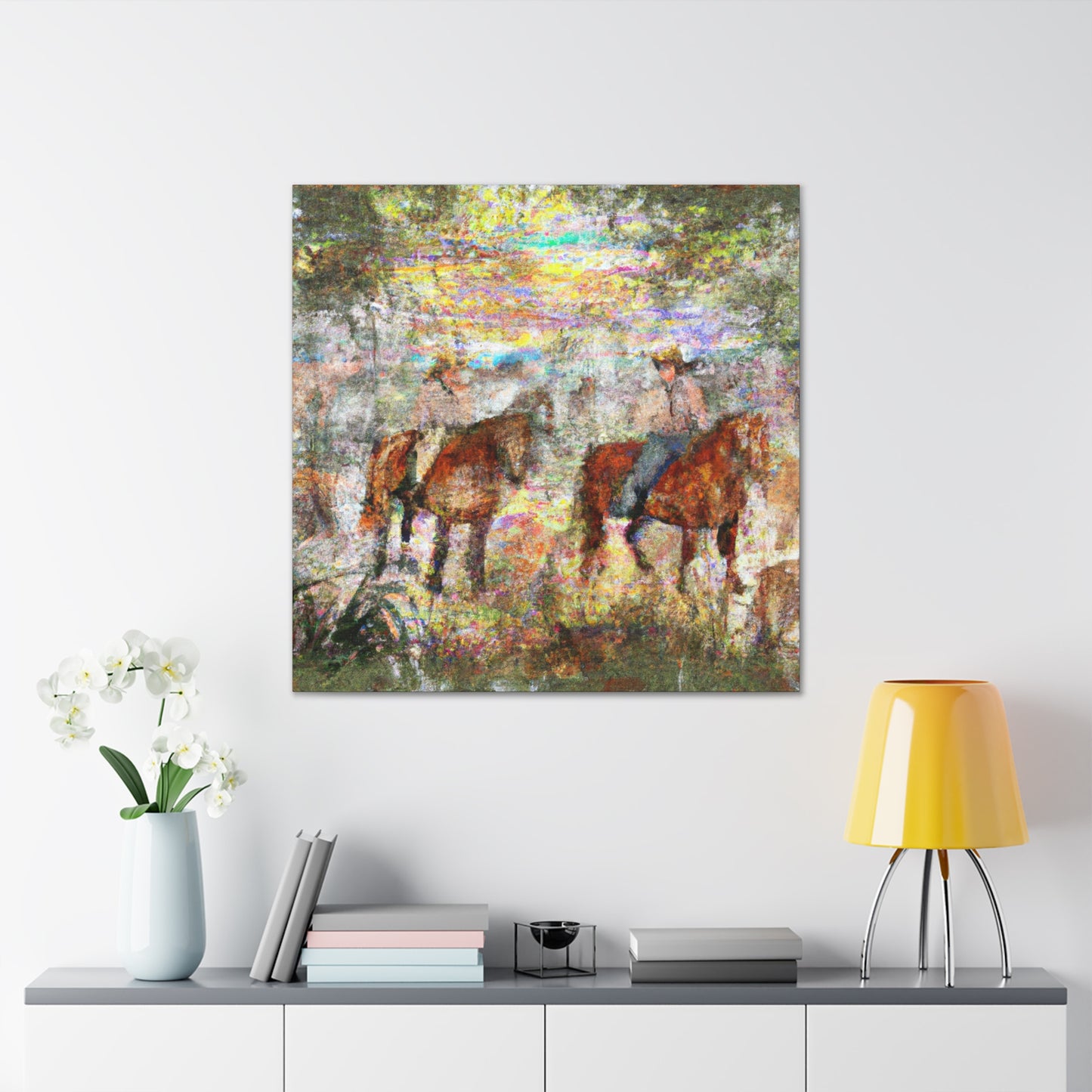 "Fog and Frolicing Horses" - Canvas