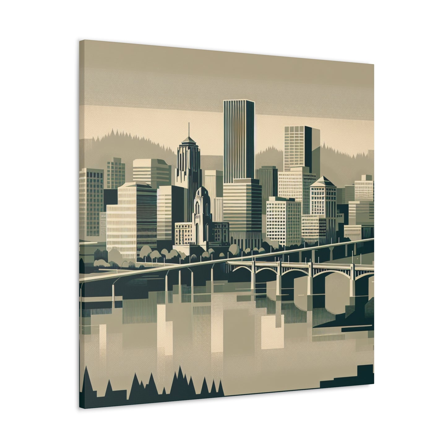 "Cityscape Serenade: 1920s Portland" - Canvas