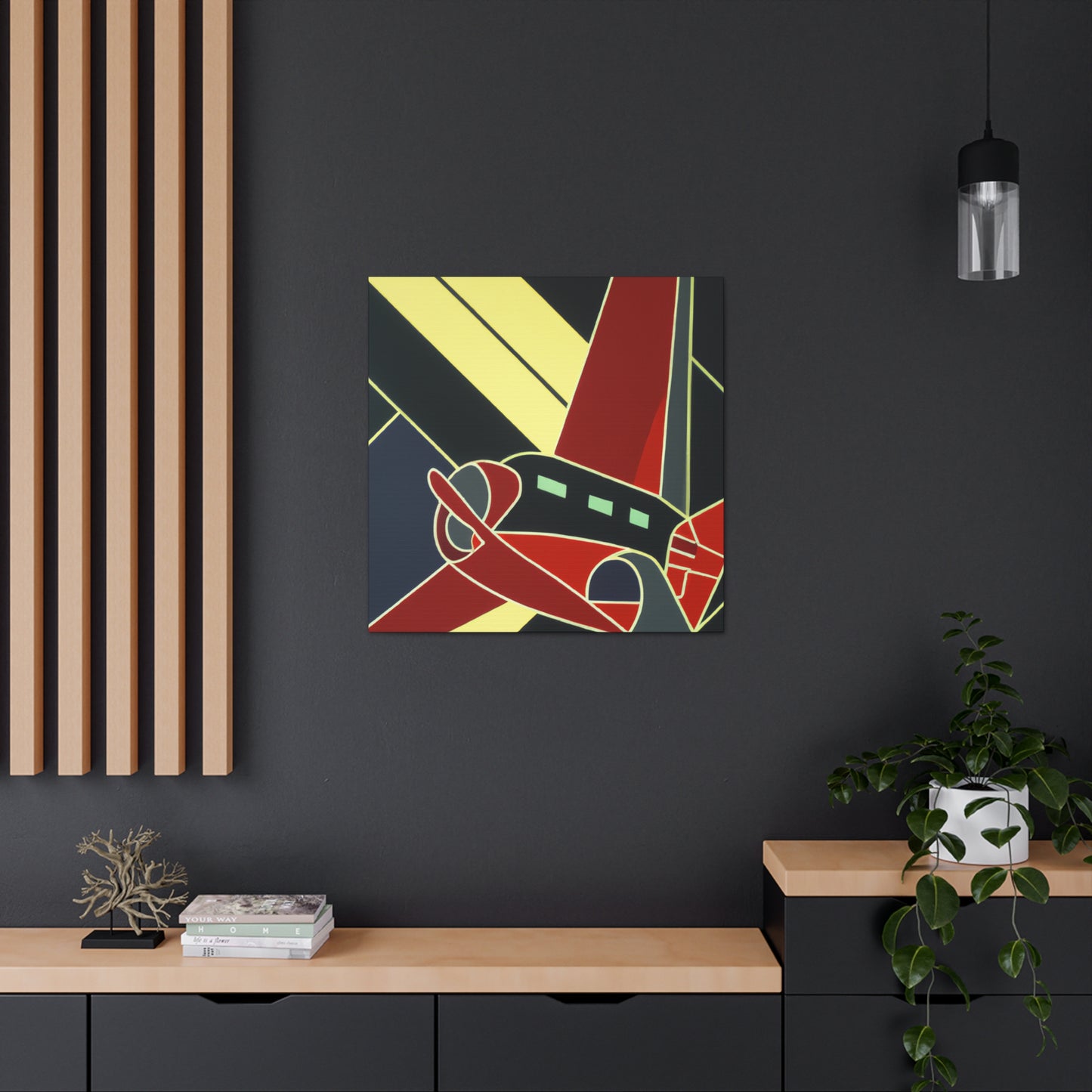 "Skyward Art Deco Plane" - Canvas