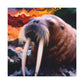 Walrus at Sunset Field - Canvas