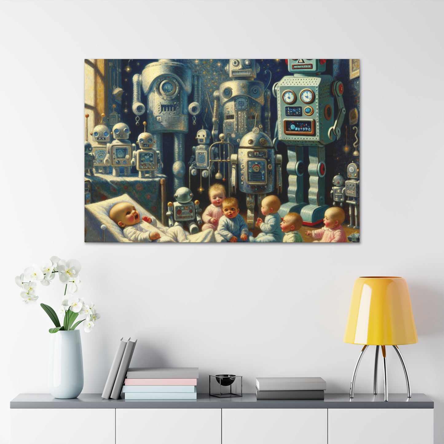 Whimsical Robotic Cosmos - Canvas