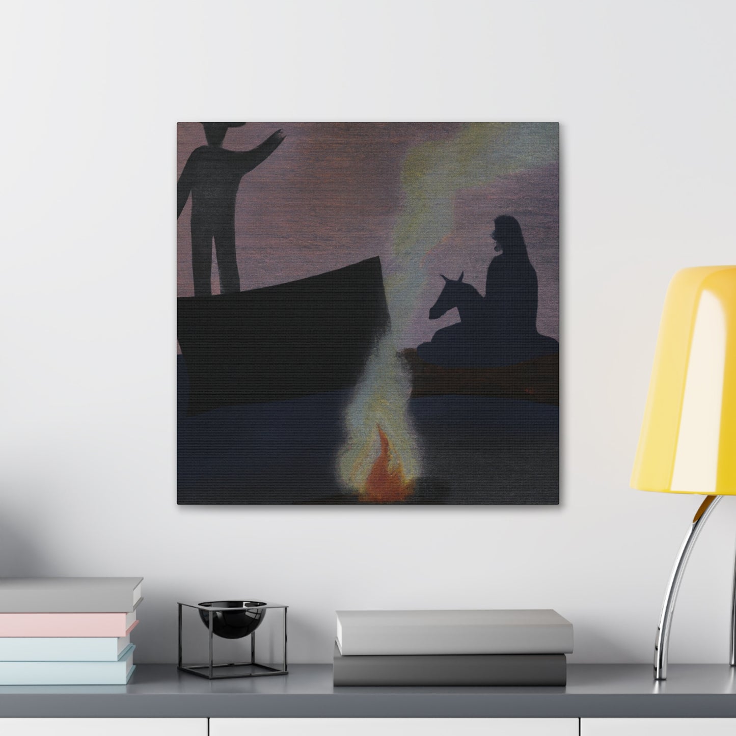 Campfire in Moonlight. - Canvas