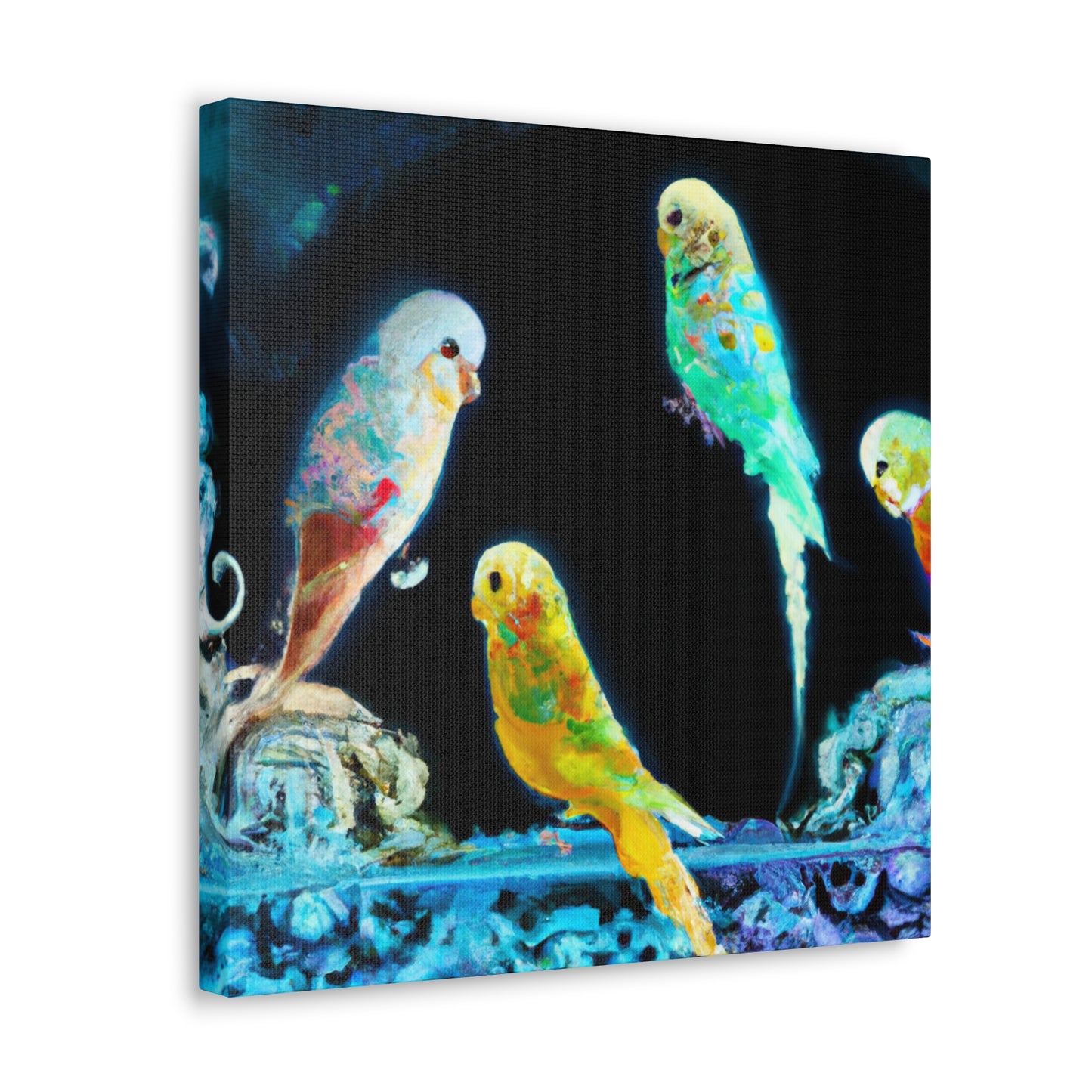 Budgerigars in Bloom - Canvas