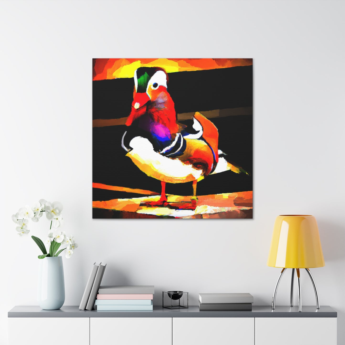 "Mandarin Duck Mural Majesty" - Canvas