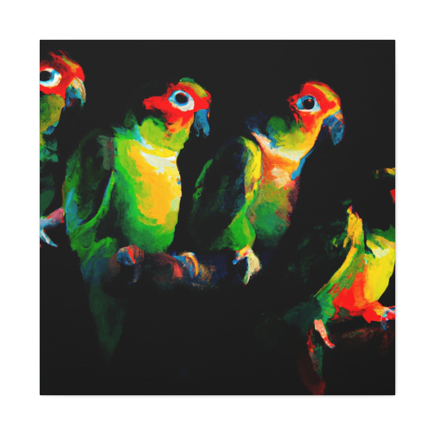 "Conures in Colorful Hues" - Canvas