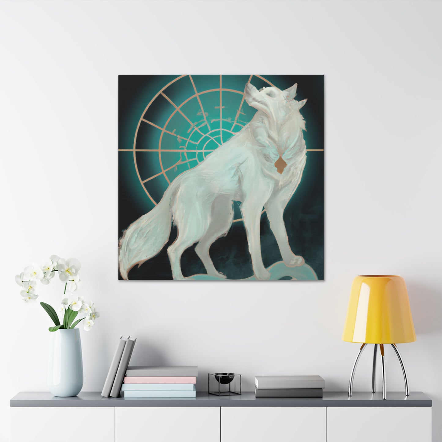 "Arctic Wolf in Deco" - Canvas