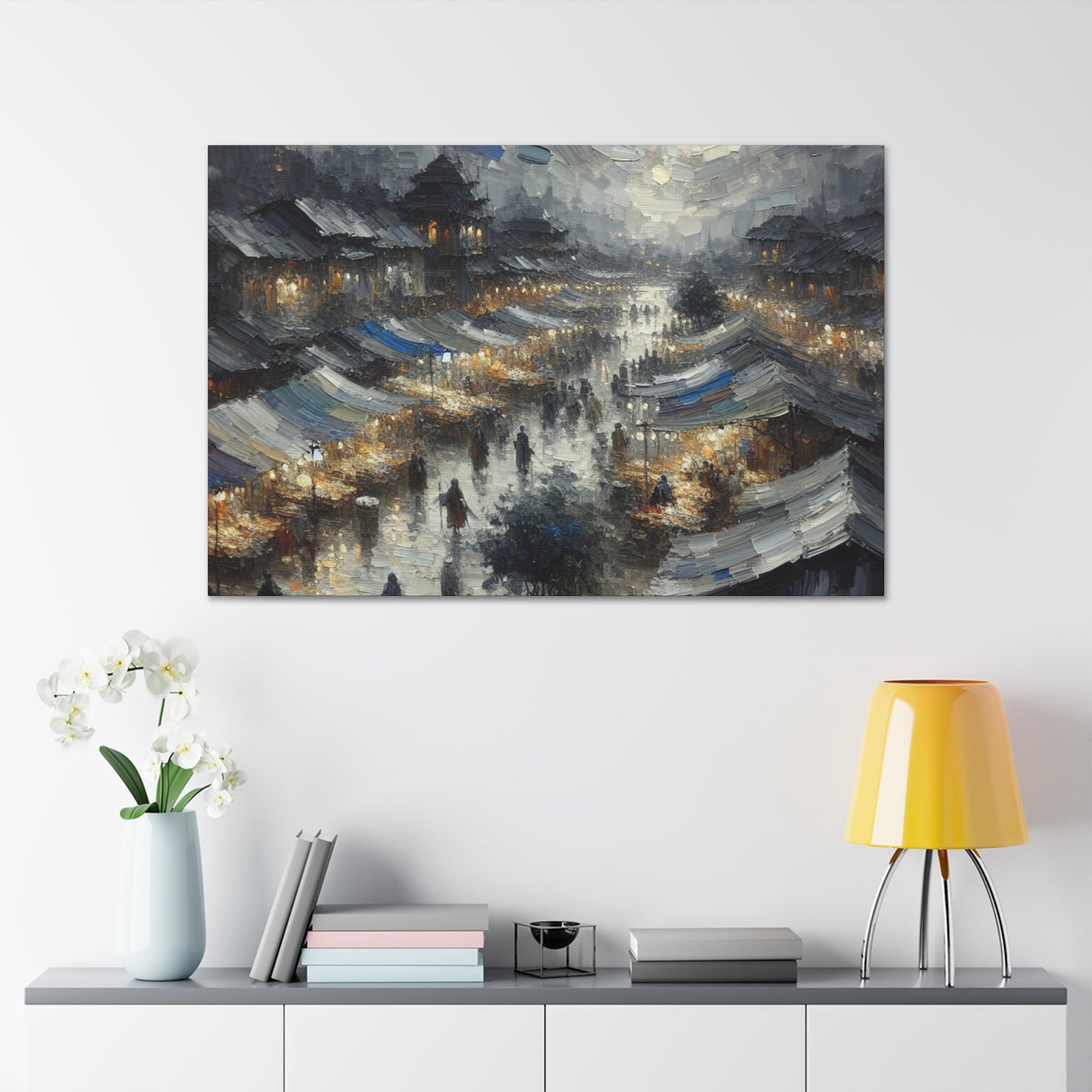 Moonlit Bazaar Serenade - Canvas