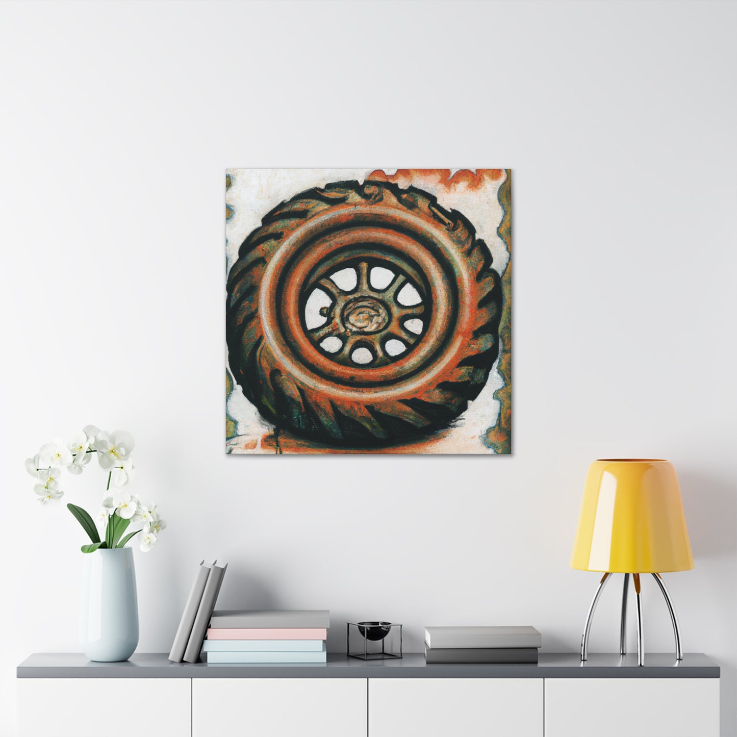 "Tractor Tire Triumphant" - Canvas