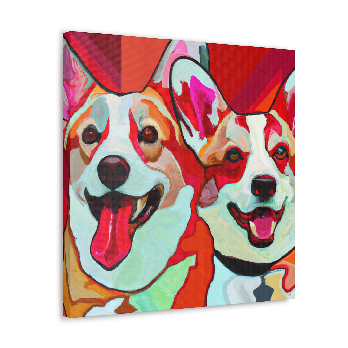 Corgis in Flowers Bloom - Canvas