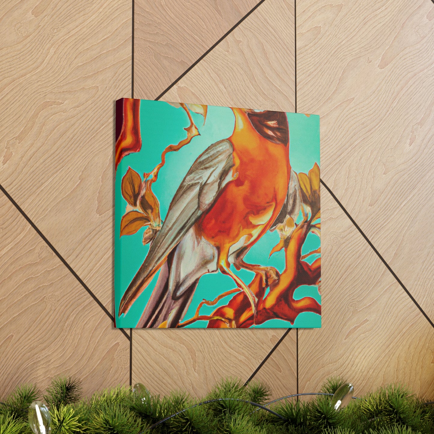 "American Robin's Songbird Symphony" - Canvas