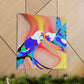 Parakeets in Flight. - Canvas