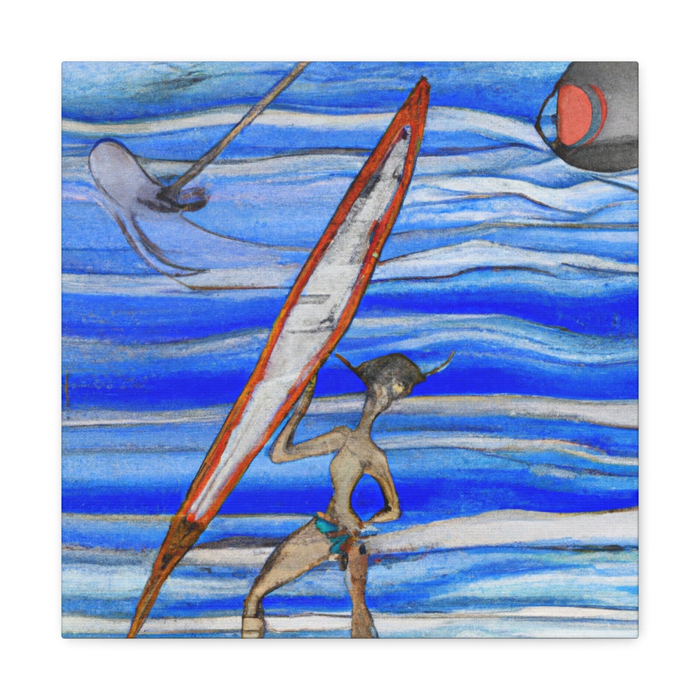 Surfers Ride the Wave - Canvas