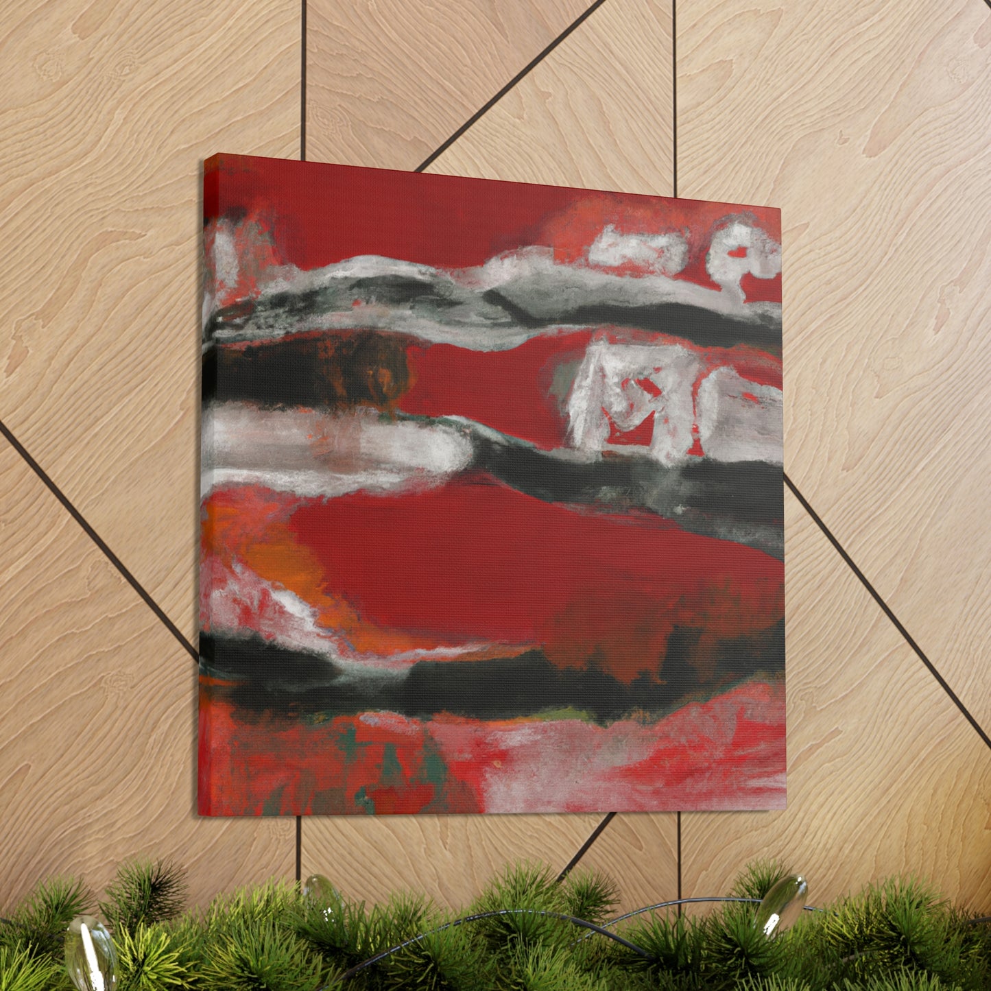 Salmon on Red Abstraction - Canvas