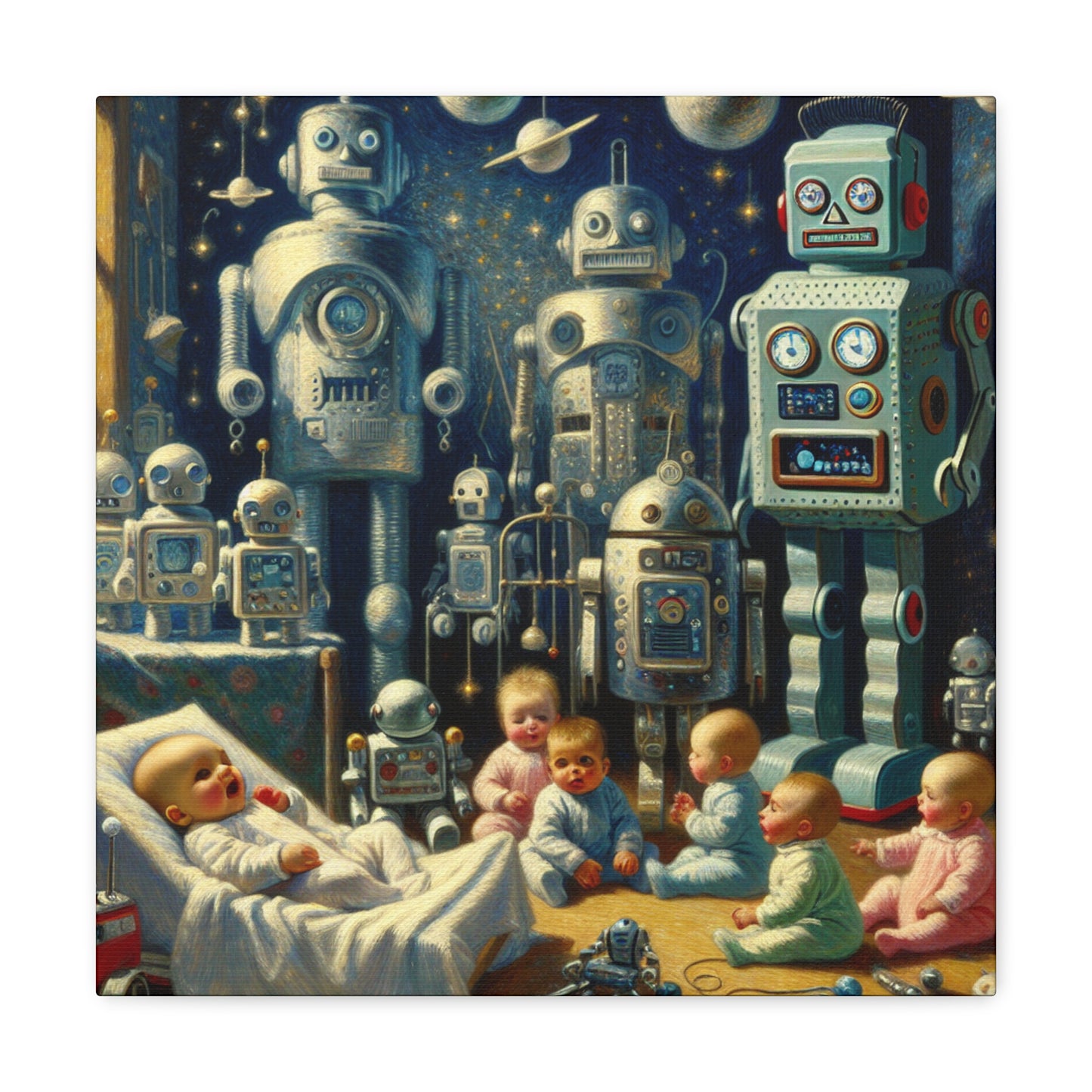 Whimsical Robotic Cosmos - Canvas