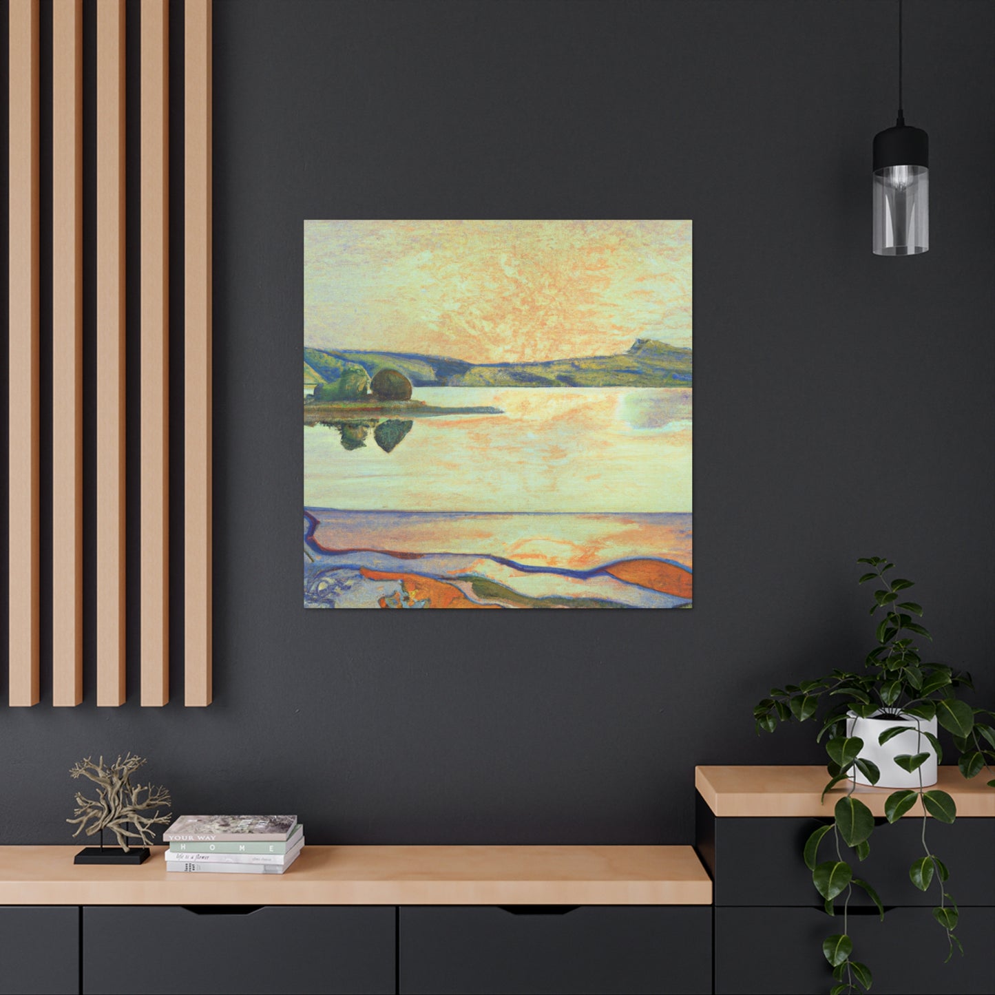 "Lake Reflection Sunset" - Canvas