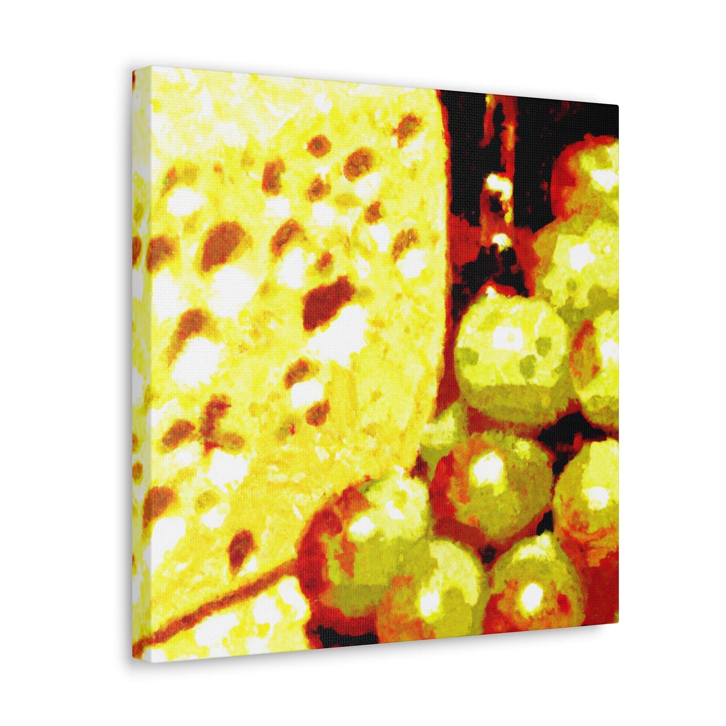 Cheese and Grapes Pointillism - Canvas