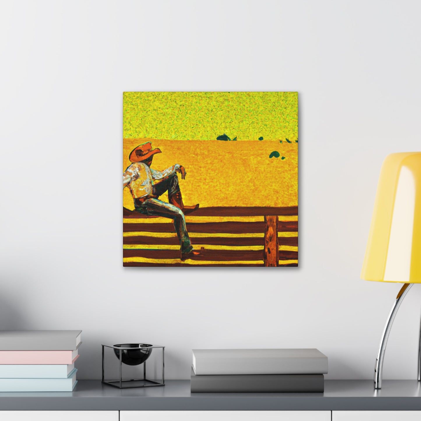 Cowboy on the Fence - Canvas