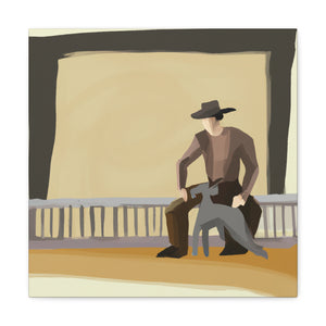 "Cowboy at Dusk Fence" - Canvas