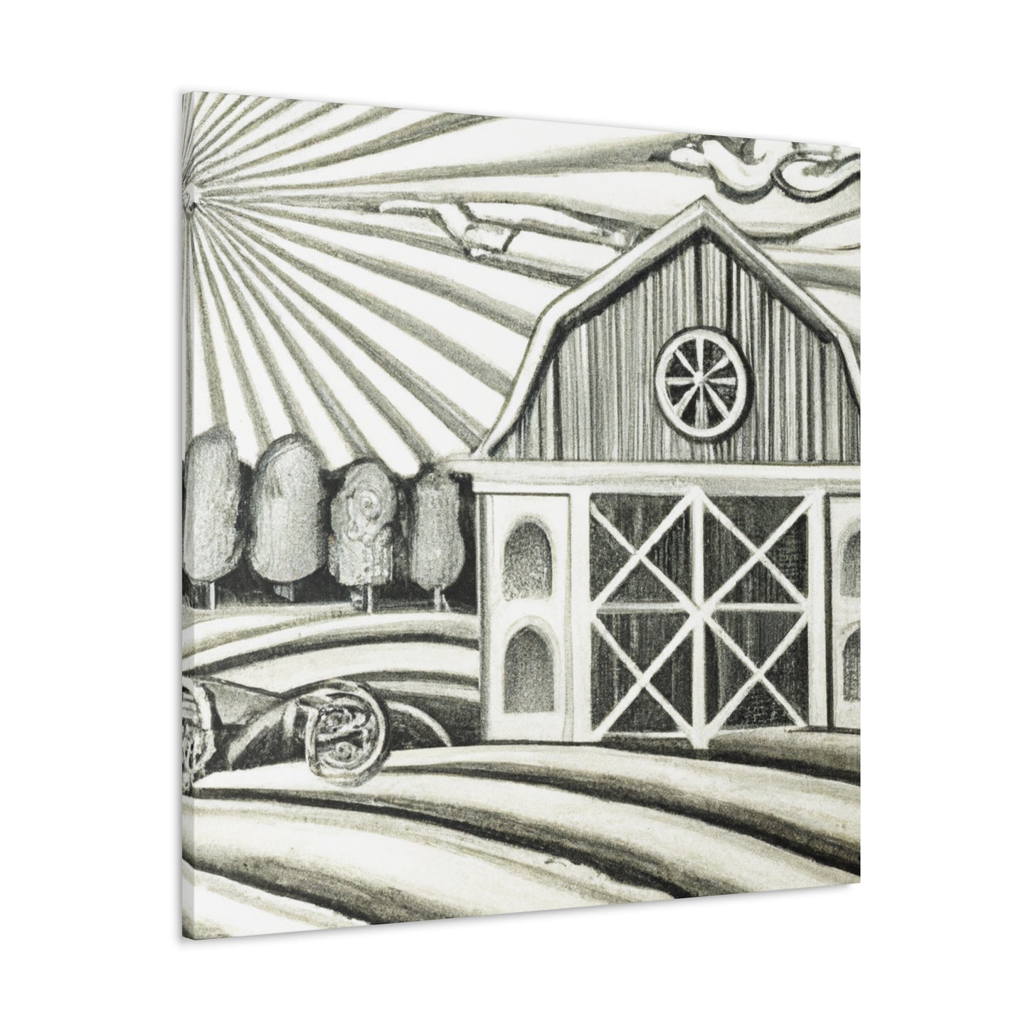 Barn at Sunrise Painting - Canvas