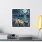 Moonlit Coastal Celebration. - Canvas