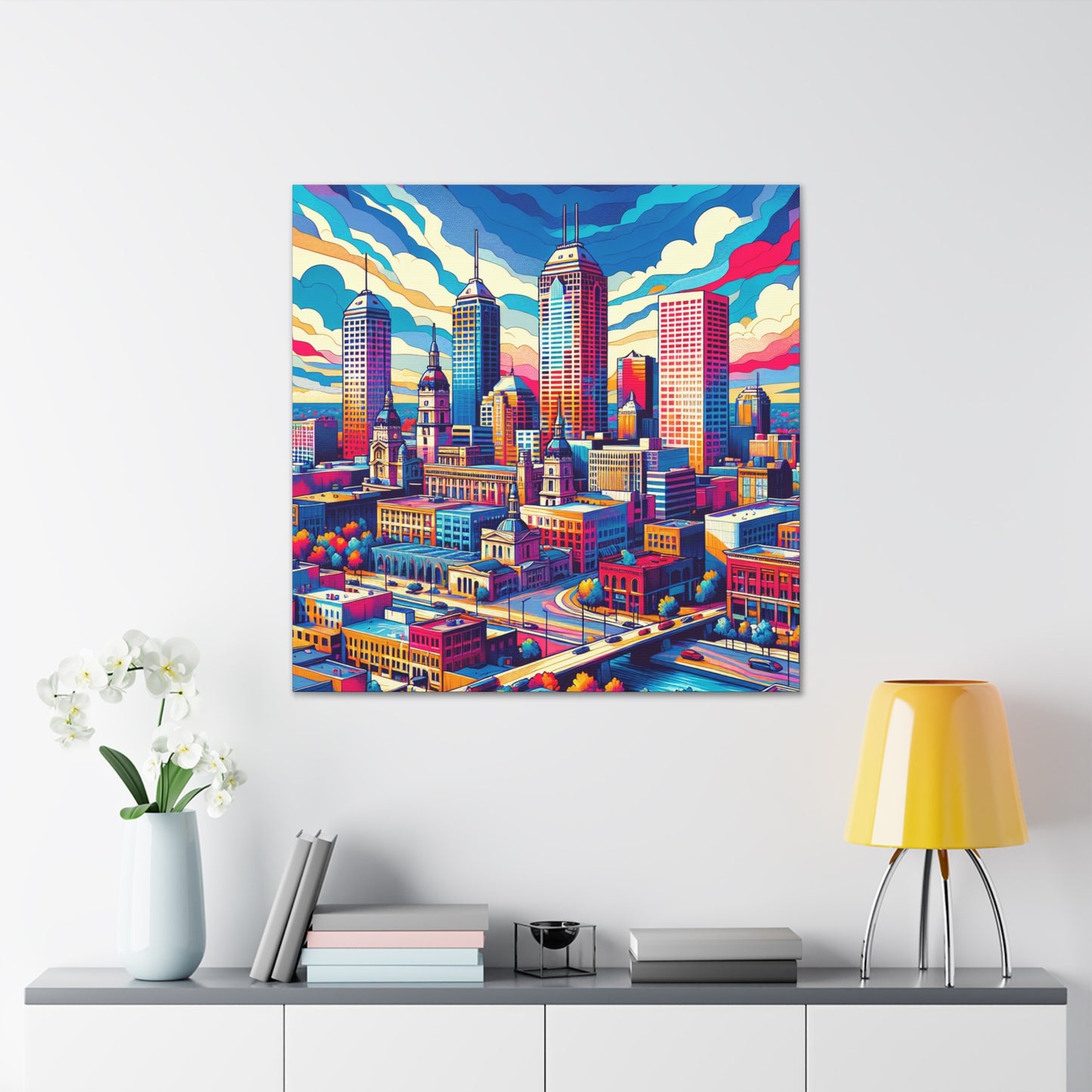 "Indy's Flourishing Urban Canvas" - Canvas