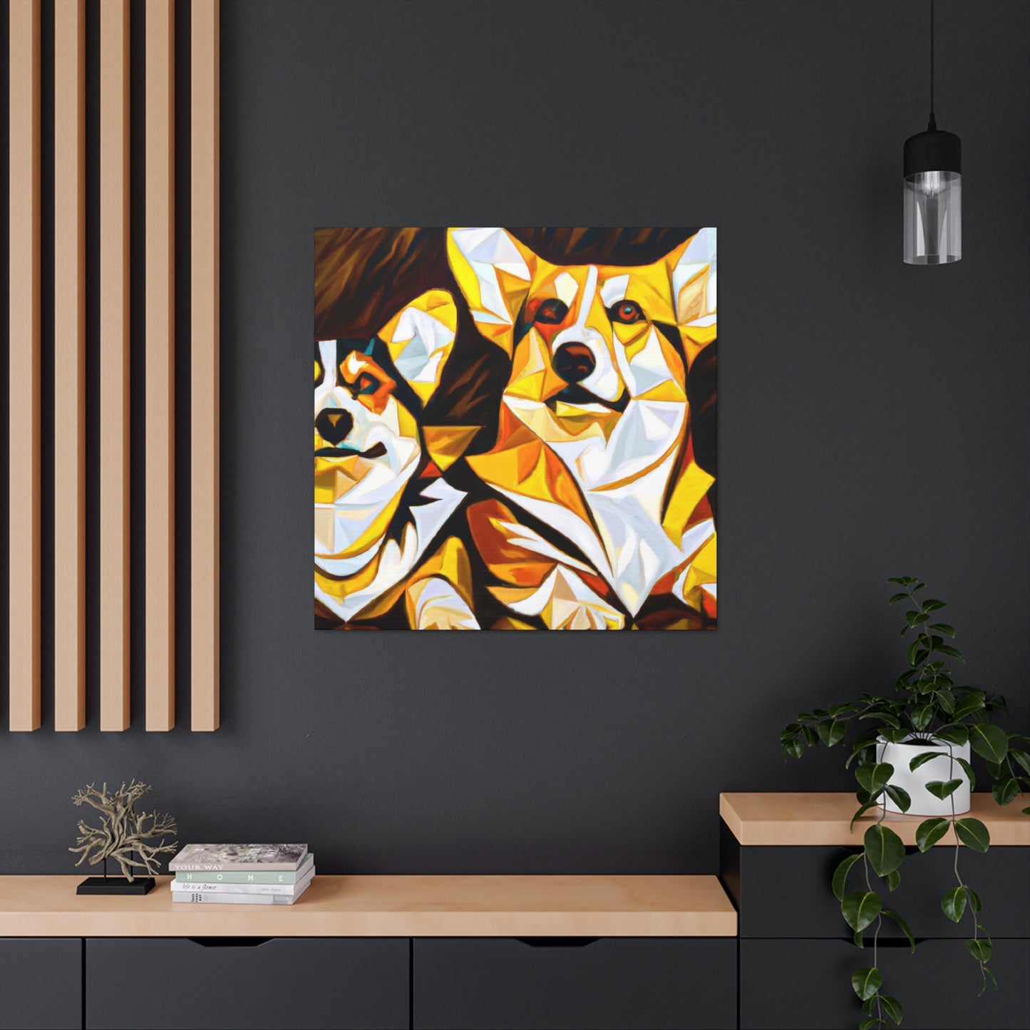 "Corgis in Art Deco" - Canvas