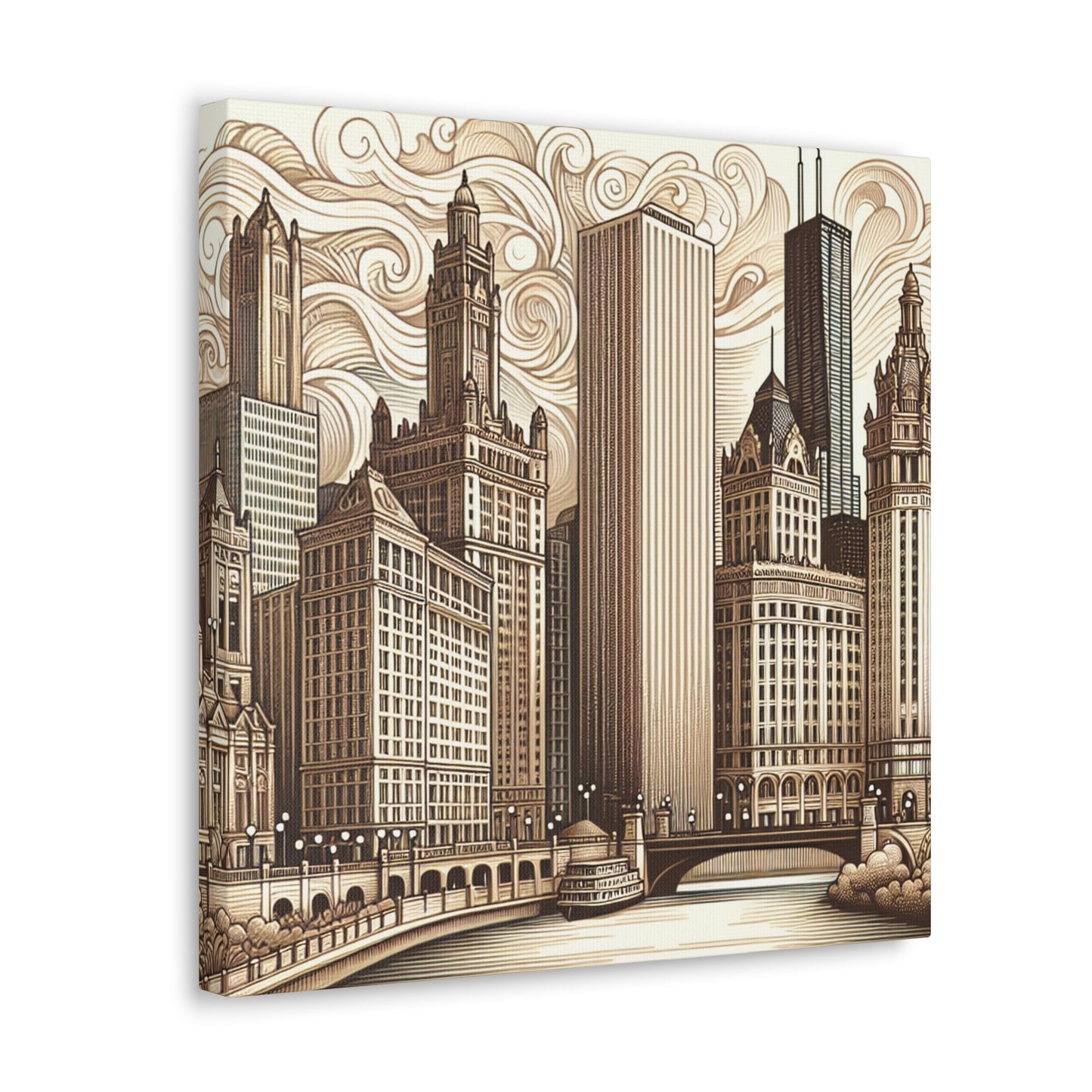 "Cityscape Symphony: Renaissance Chicago" - Canvas