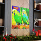 Budgies in Bloom. - Canvas