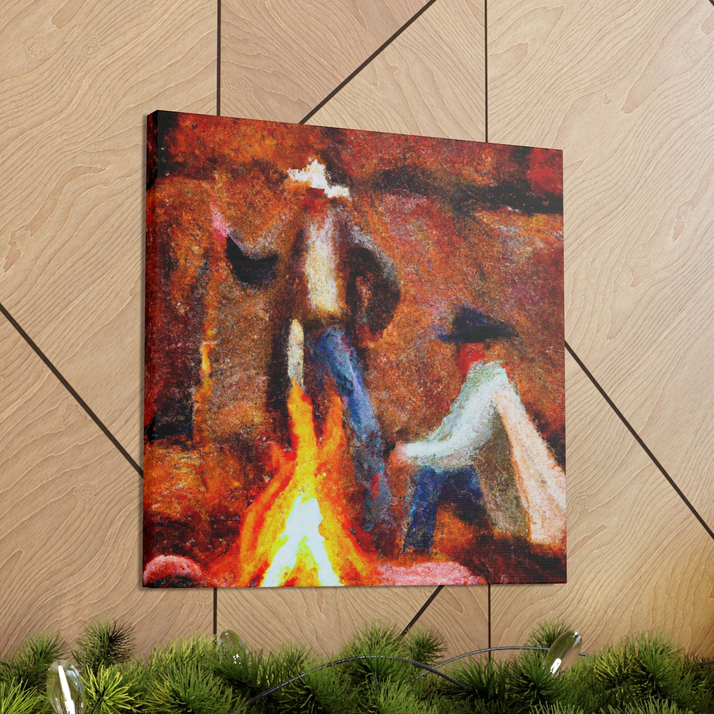 "Campfire Night Impressionism" - Canvas