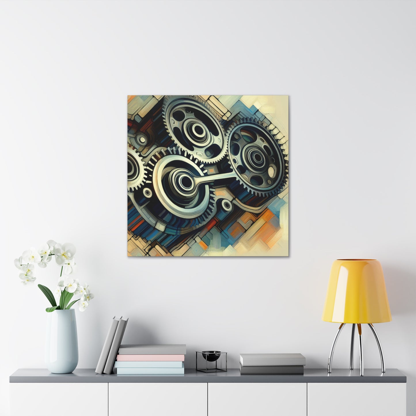 "Mechanical Musings: Crankshaft Symphony" - Canvas