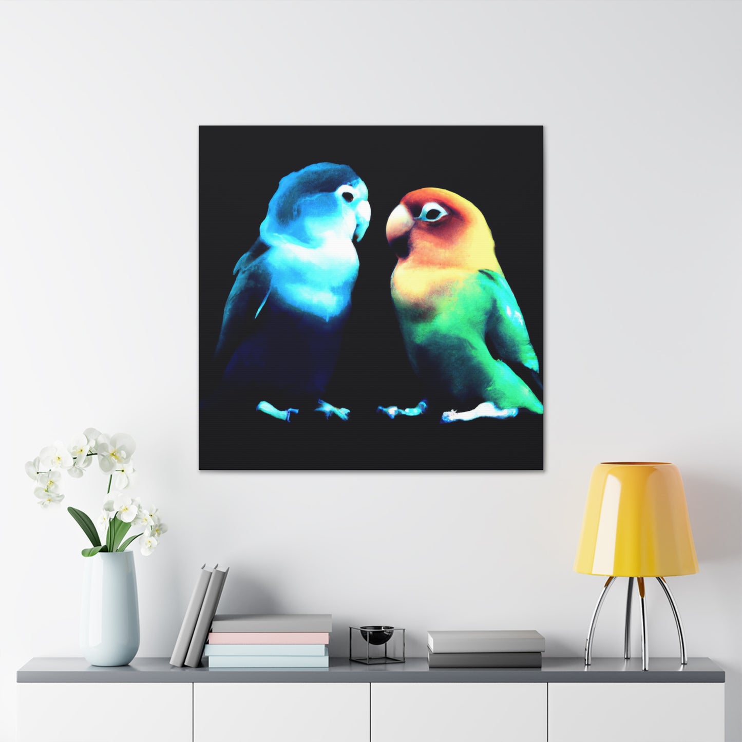 Lovebirds in Flight - Canvas